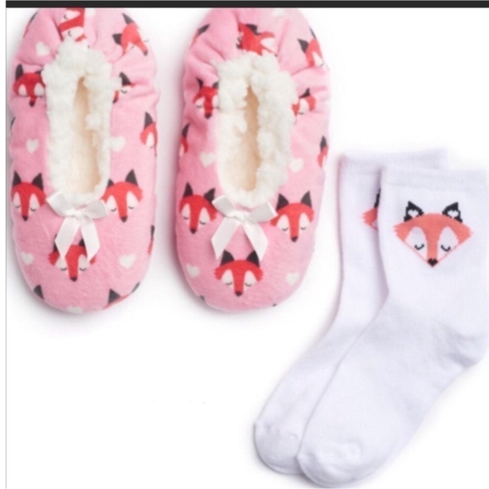 Fuzzy Babba Babba Buddies fox themed girls size S/M shoe size 8-13